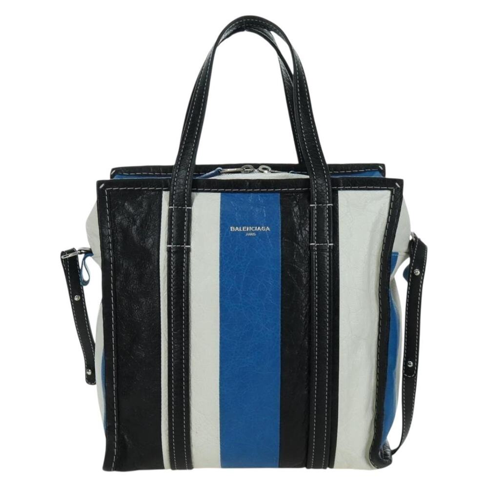 Balenciaga Leather Bazaar Shopper S Bag Blue